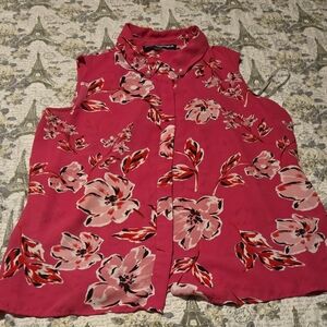Karl Lagerfeld Pink Floral Sleeveless Blouse
